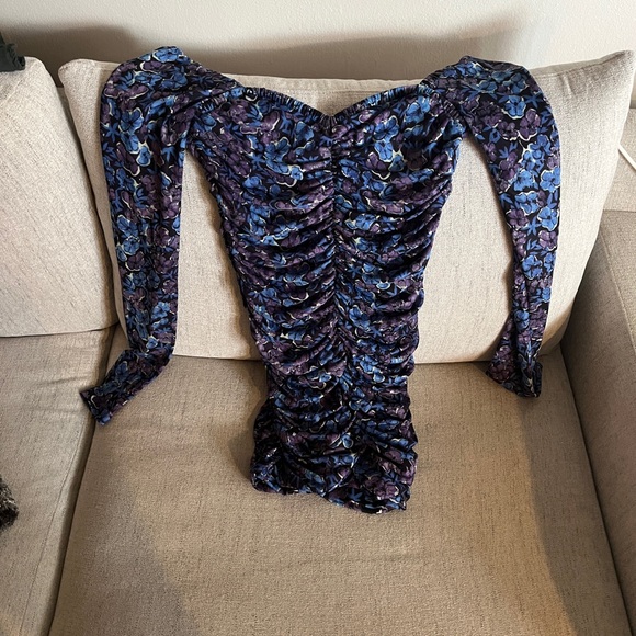 Chic Long Sleeve Ruched Dress in Blue and Purple - Picture 5 of 6